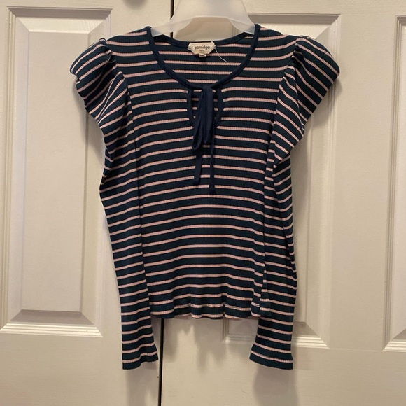 Green and pink striped long sleeve top - Picture 3 of 6